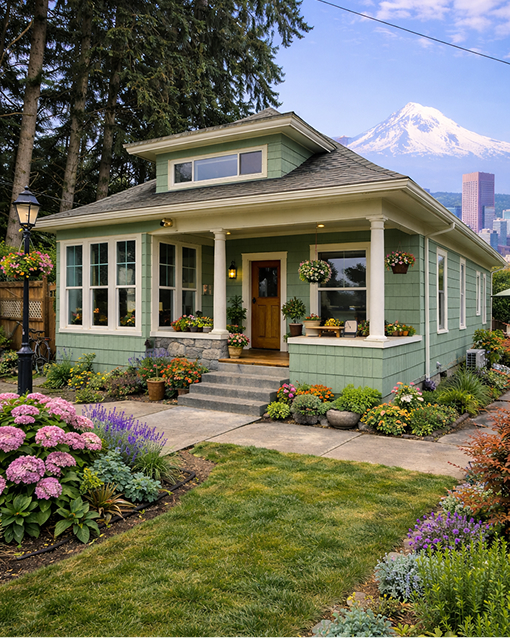 Professional painter preparing a home's exterior surface for painting with tools and safety equipment.
