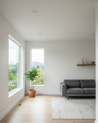Professional painter using a roller to apply paint to a residential wall