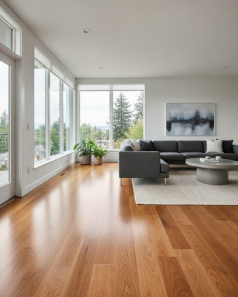 Professional painter applying white paint to a home's exterior trim using a brush.